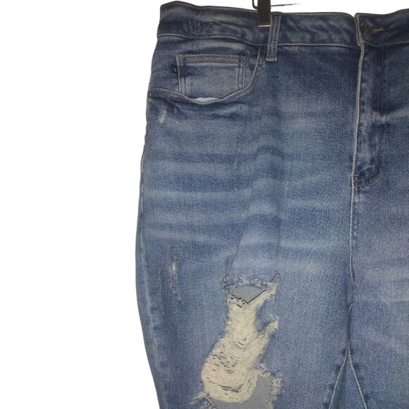 Judy Blue High Waist Heavy Destroyed Distressed Straight Fit Denim Jeans NWT 24W - Picture 7 of 11